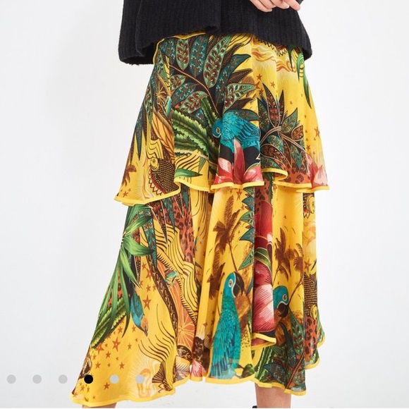 Farm Rio Tropical Dreams Tiered Midi Skirt - Picture 5 of 8